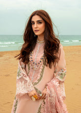 6B | Winds of Eden - Rose | 3PC Unstitched Lawn Crimson By Saira Shakira